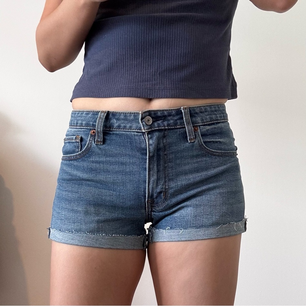 Abercrombie and Fitch Denim Blue Women's Mid Rise Shorts